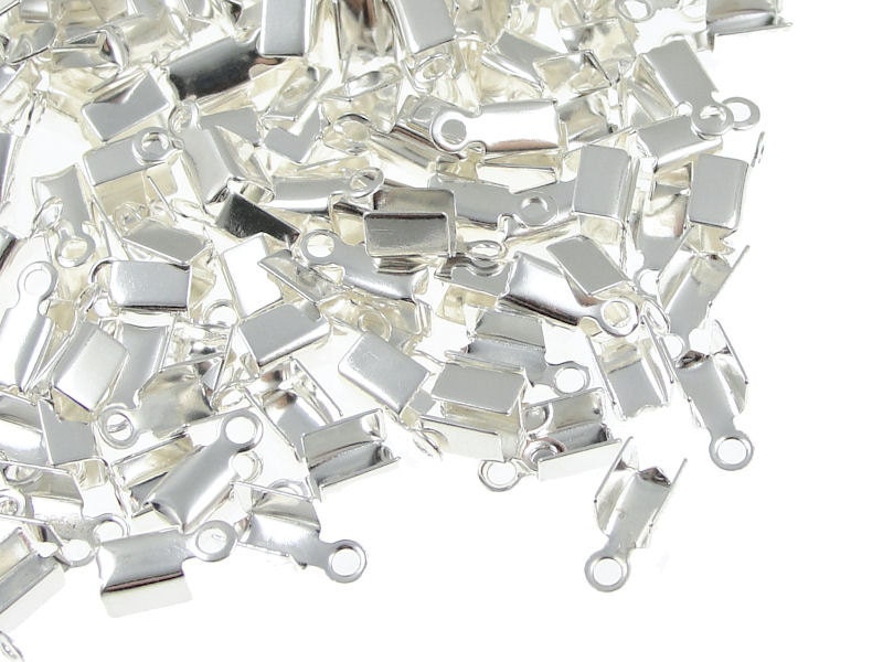 Silver Cord Crimp 144 Silver Cord Ends Fold Over End Caps 7mm Etsy Singapore
