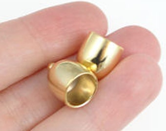 12 Large Gold Plated Kumihimo End Caps 12mm x 16mm 10mm Internal Diameter Bullet Kumihimo Caps Cord Ends (KH53)