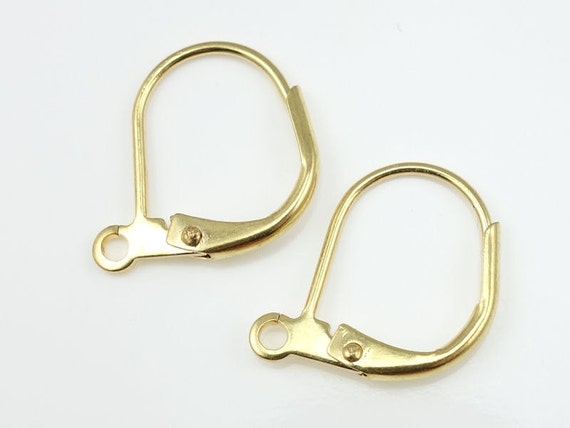 144 Gold Leverback Earring Findings - Gold Plated Lever Back Earring Hook  Wires - Ear Findings Bulk Bag (FS38)