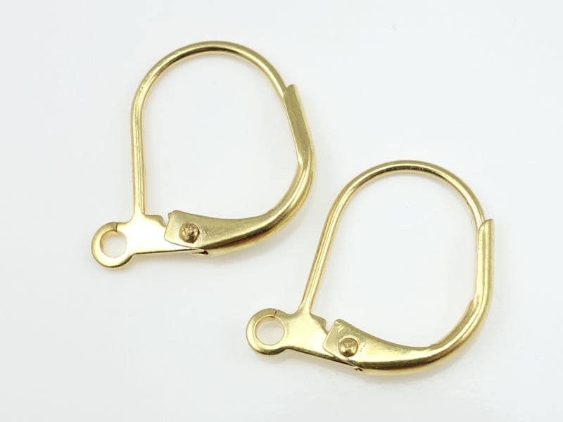 24K Gold plated round lever back, Stainless steel hoop earring hooks