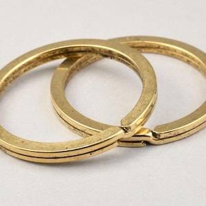 2 Pieces of 33mm Key Ring Findings - ANTIQUE GOLD Empty Blank Key Fob Rings - Gold Plated Key Chain Findings by Nunn Design
