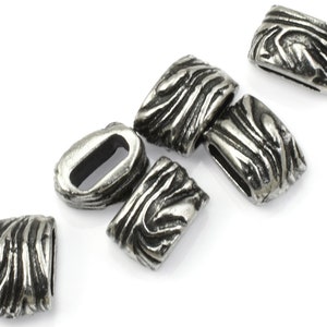 6mm x 2mm ANTIQUE PEWTER Jardin Barrel Bead Crimp TierraCast Beads for Leather Findings to Hold Multiple Strands of Leather Cord P2676 画像 2