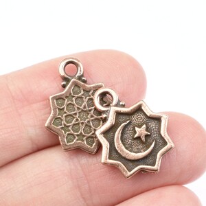 TierraCast Crescent Moon and Star Charm 16mm x 20mm Antique Copper Charm for Faith Jewelry P2613 image 3