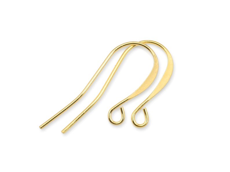 48 Gold Earring Findings Gold Plated Tall French Earring Hooks Ear Wires Gold Ear Findings FS74 image 1