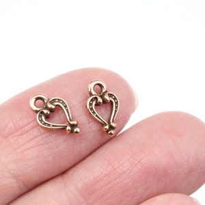 Tiny Antique Copper Heart Charms TierraCast Cordial Heart Drop 11mm x 7mm Small Heart Copper Charms for Jewelry Making P655 image 3