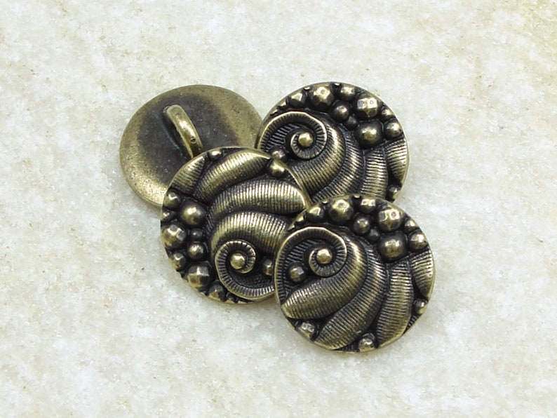 12mm Antique Brass Button Finding TierraCast Czech Round Button Clasp Finding Bronze Findings for Leather Jewelry 4 or More Pieces P1495 image 2