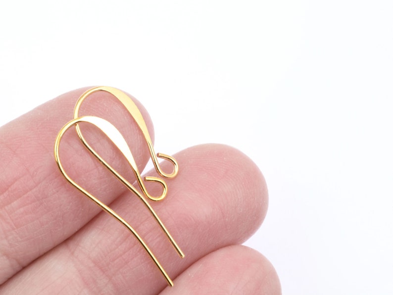 48 Gold Earring Findings Gold Plated Tall French Earring Hooks Ear Wires Gold Ear Findings FS74 image 3