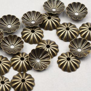 72 Pieces 8mm Fluted Bead Caps - Antique Brass Bead Caps - Brass Oxide Bronze Color Plated Medium Sized Beadcaps for Jewelry Making  FB381