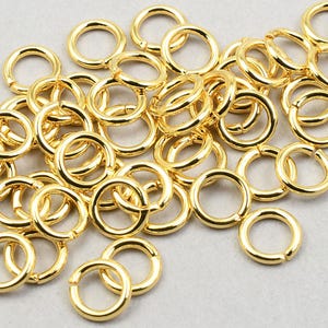 100 6mm 18g Gold Plated Jumprings - 18 Gauge Gold Jump Rings Open - Shiny Bright Gold Findings   (FS29G)