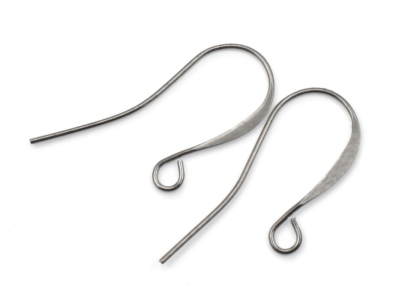48 Gunmetal Earring Wires Gun Metal Ear Findings Tall French Hook Ear Wires Black Oxide Jewelry Supplies FB1-GM image 2
