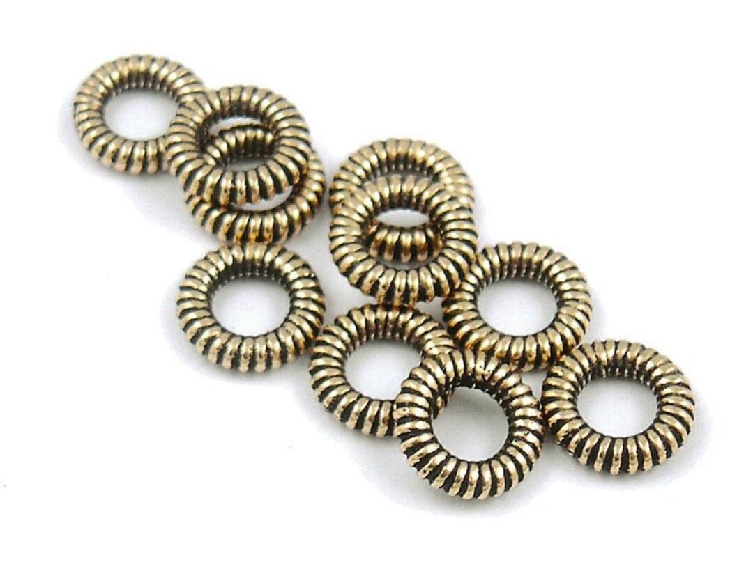Gold Rope Rings 10mm Antique Gold Coiled Rings Large Hole - Etsy