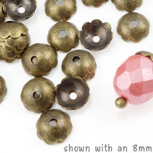 72 Brass Beadcaps 6mm Antique Brass Bead Caps Brass Oxide 6mm Smooth Polished Dome Vintage Style Bronze Metal Bead Caps FSAB70 image 2