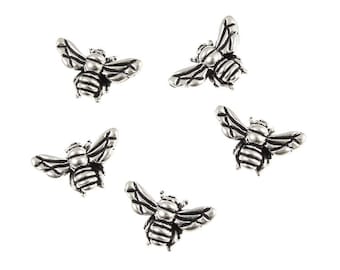 Silver Honeybee Beads - 15mm x 11mm Antique Silver Beads - TierraCast Pewter Honey Bee Beads - Silver Metal Beads (P129)