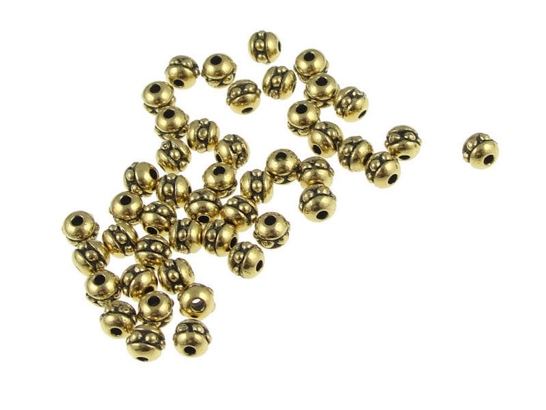 50 Gold Beads 3mm 8/0 Beaded Seed Beads TierraCast Antique Gold Spacers Heishi Beads PS356 image 1