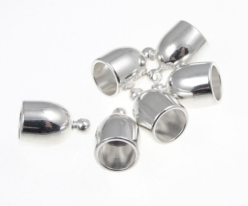 6 Silver Kumihimo End Caps 6mm Bullet Kumihimo Caps Cord Ends Silver Plated Kumihimo Supplies KH40 image 1