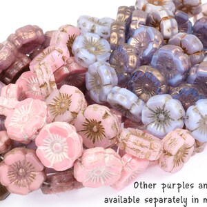 Perles de fleurs dhibiscus de 12mm Opaline rose avec bronze violet Perles de printemps pour bijoux dété Perles rose clair pour bijoux en fleurs 100 image 7