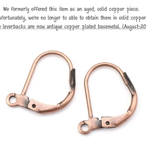 12 Antique Copper Leverback Earring Findings Plated Copper Lever Back Earring Hooks Ear Wires Copper Earring Ear Findings FSAC42 image 4