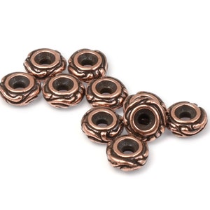 Antique Copper Beads Rondelle Beads TierraCast WOODLAND Beads Donut Shape Jewelry Beads Vintage and Bohemian Inspired P309 image 2