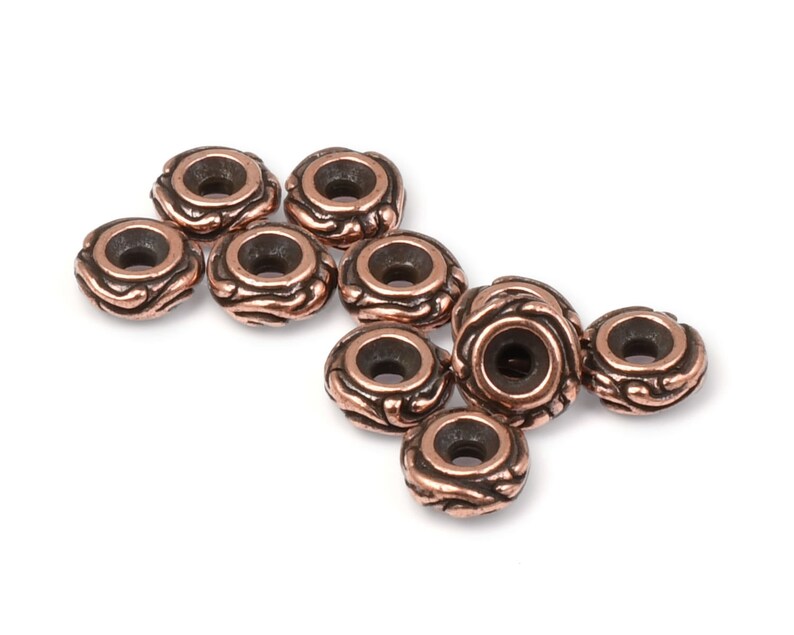 Antique Copper Beads Rondelle Beads TierraCast WOODLAND Beads Donut Shape Jewelry Beads Vintage and Bohemian Inspired P309 image 2