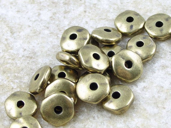 100 Brass Beads 7mm Antique Brass Nugget Beads Tierracast Brass Oxide  Spacer Beads Bronze Metal Beads Heishi PAS5 