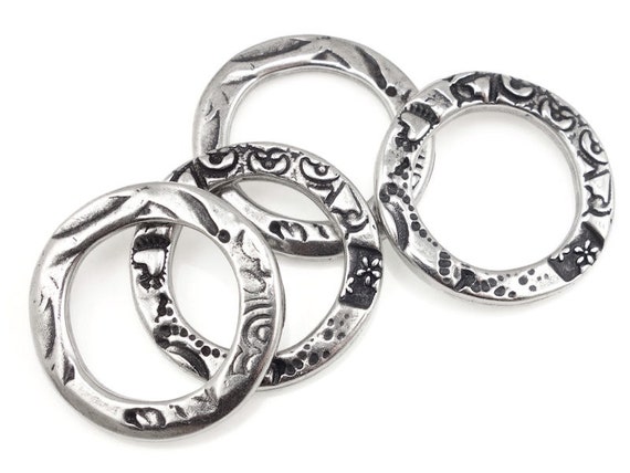 Dark Antique Silver Ring Charms Links Connectors Tierracast 3/4