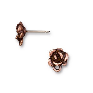 TierraCast Succulent Earring Post Antique Copper Post Earring Findings Copper Ear Findings Studs Hens and Chicks Plant Posts P1990 image 9