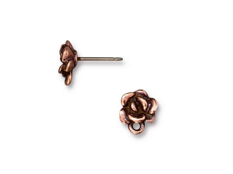 TierraCast Succulent Earring Post Antique Copper Post Earring Findings Copper Ear Findings Studs Hens and Chicks Plant Posts P1990 image 9
