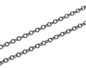 GunMetal Chain 3 Feet Medium Sized Round Cable Chain Gun Metal Chain Loose Chain for Necklaces (FSGMC8)