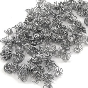 144 Gunmetal Bead Caps Flexible 6mm Filigree Gun Metal Beadcaps 6.5mm Filigree Caps for Jewelry Making Jewelry Beads Findings FSGM3 image 2