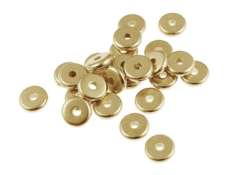 100 Washer Beads 6mm Bright Gold Disk Beads by TierraCast Gold Beads Heishi Spacers Tierra Cast Pewter PS284 image 1