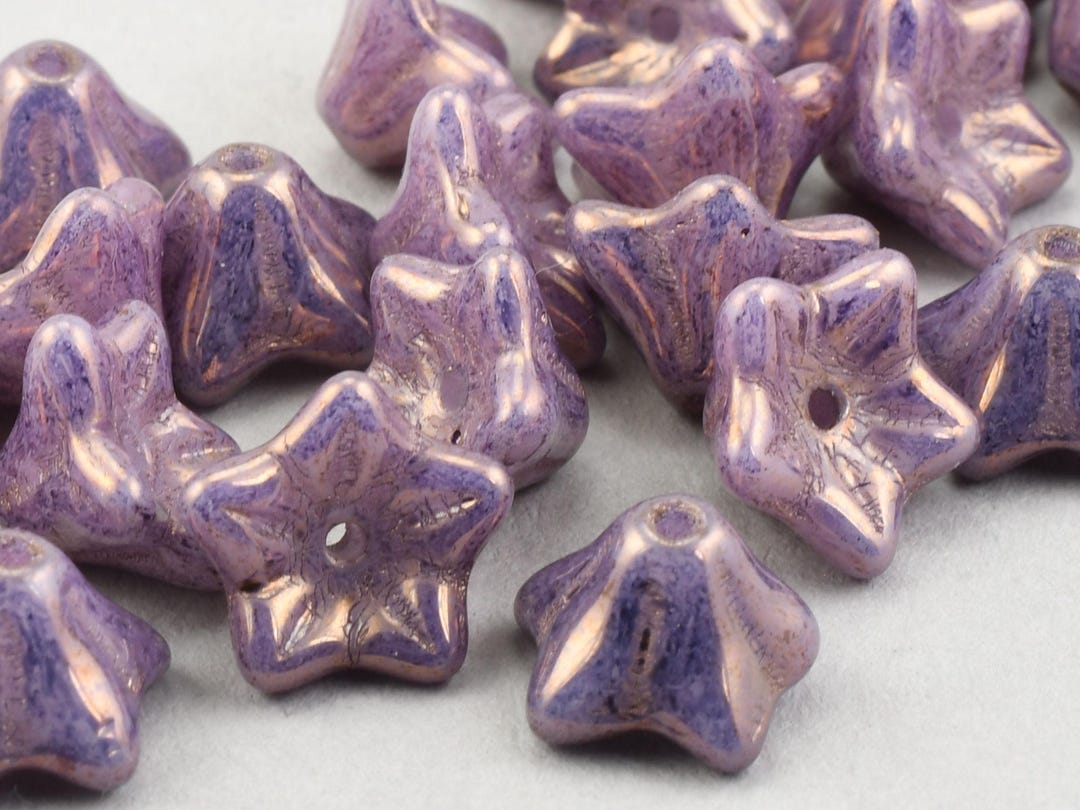 Kokatahi 100pcs Bellflower Glass Beads - 11mm Mixed Colors For DIY Jewelry Making