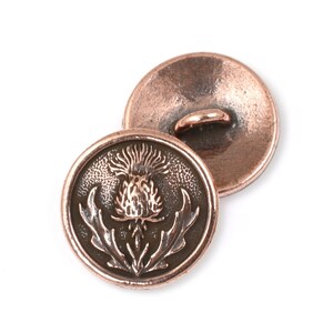 Antique Copper Thistle Button TierraCast Copper Clasp Findings Scottish Thistle Flower Button Findings for Bracelet Clasps P2543 image 2