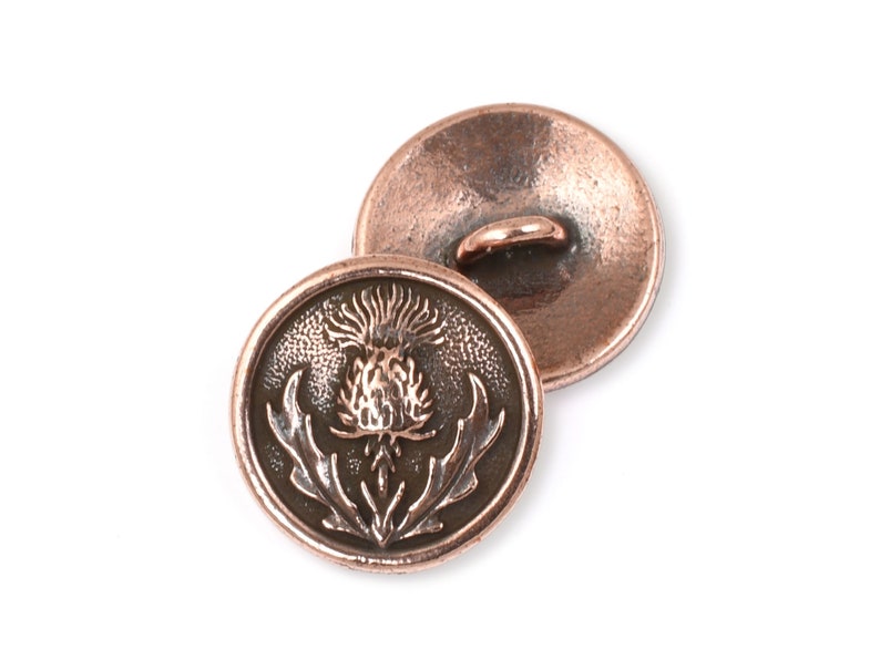 Antique Copper Thistle Button TierraCast Copper Clasp Findings Scottish Thistle Flower Button Findings for Bracelet Clasps P2543 image 2