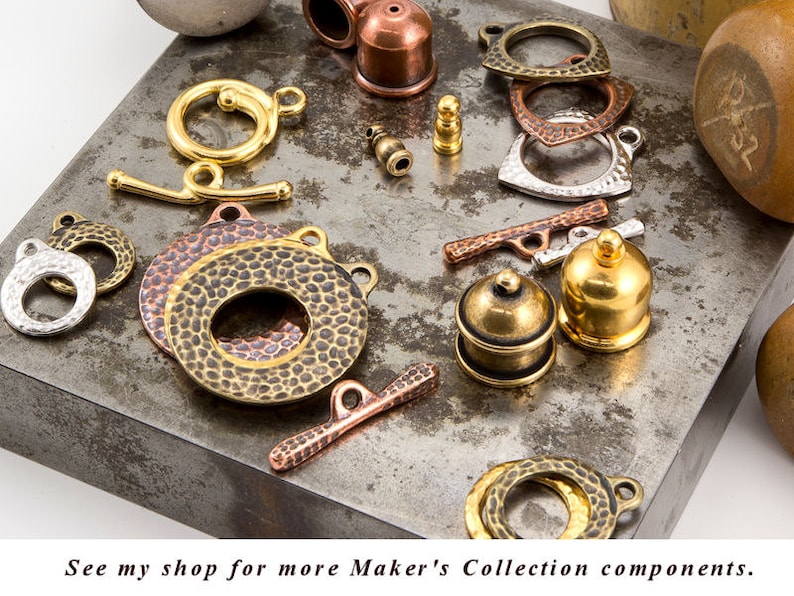 PF2045 Small Gold Toggle Findings TierraCast MAKERS Clasp Set Bright Gold Clasp Hammertone Hammered Textured Metal Toggle Clasp Findings
