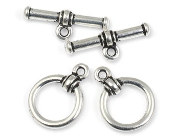 TierraCast Bar and Ring Toggle - Antique Silver Toggle Clasp Findings - Small to Medium Clasp  (PF187)