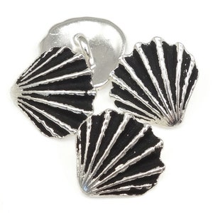 Antique Silver Button Findings TierraCast Scallop Shell Buttons 13mm Button Clasp Findings for Beach and Summer Jewelry P2334 image 2