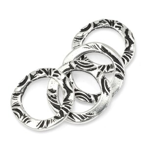 Antique Silver Circle Charms TierraCast 5/8 FLORA RING Charms Silver Charms for Bohemian Jewelry Links Findings Organic P2501 image 2