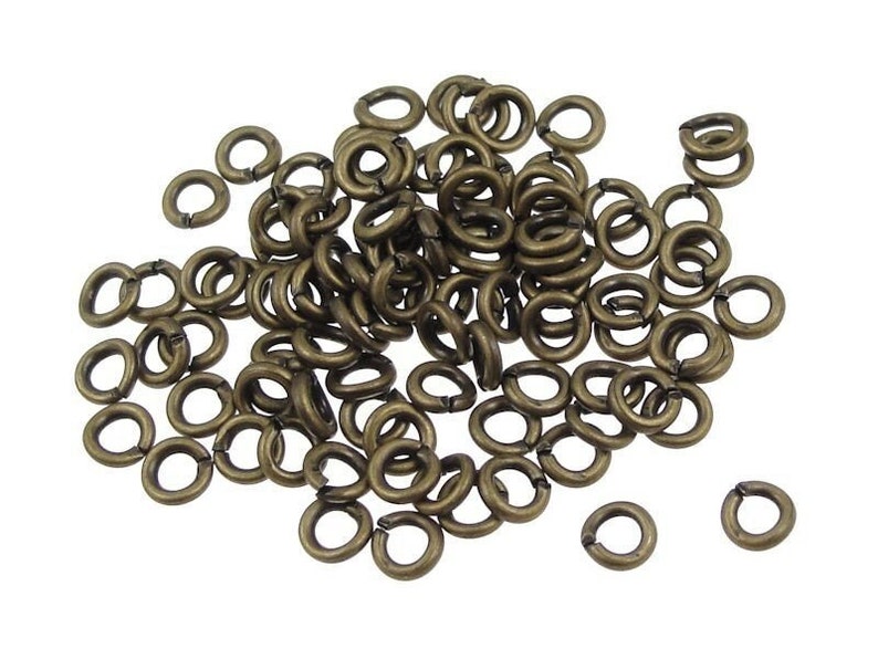 100 Antique Brass 4mm 19 Gauge Jumpring Findings Aged Solid Brass Findings 19 G 4mm Jump Rings FSAB84 image 1