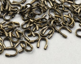 144 Small Wire Guards for 0.015" and 0.018" Beading Wire - ANTIQUE BRASS Wire Guardians - Brass Oxide Ox Plated Findings   FB550