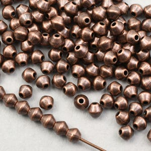 144 Pieces 3mm Bicone Beads - Antiqued Solid Copper Beads - Real Copper Spacer Heishi Beads for Copper Jewelry (FSAC6)