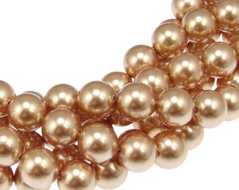 ROSE GOLD 8mm Swarovski Pearls - Swarovski Crystal Pearl Beads - Article 5810 8mm Pearl - Rosegold Pearls - Dark Bronze Champagne Beads