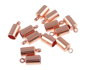 12 - 4mm Copper Kumihimo Cord End Copper Plated Cord End Caps - Kumihimo Supplies (KH27)