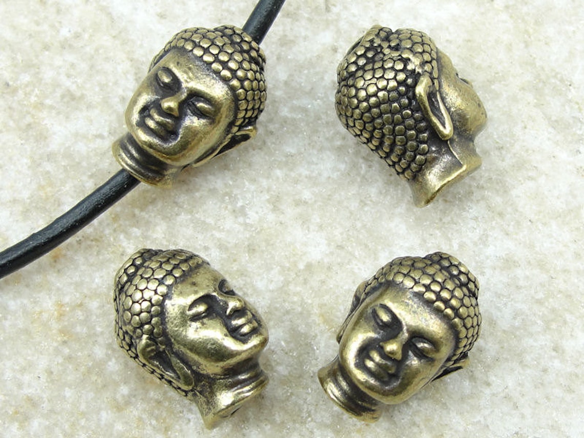 20 Buddha Beads Antique Brass Oxide Buddha Head Beads Etsy