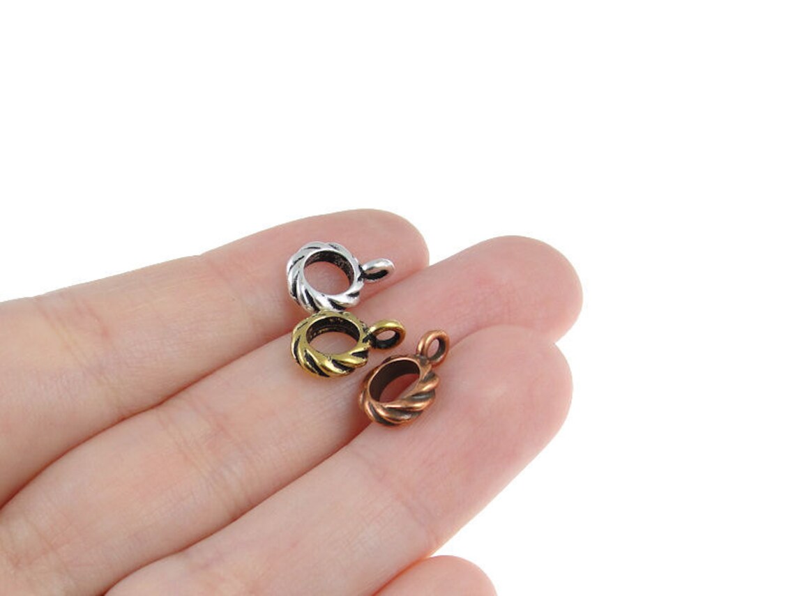 Necklace Bails Silver Bails Tierracast Large Hole Twist Etsy