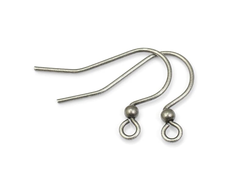 48 morceaux de fils de boucles doreilles en argent antique foncé avec des accents de boule de 2 mm Résultats de boucles doreilles plaqués Fils doreille à crochet Français moyens/grands image 1