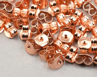 72 Pieces of Earring Backs - BRIGHT COPPER Butterfly Style Earring Clutches - Shiny Copper Plated Ear Findings for Post Earrings  #FB795