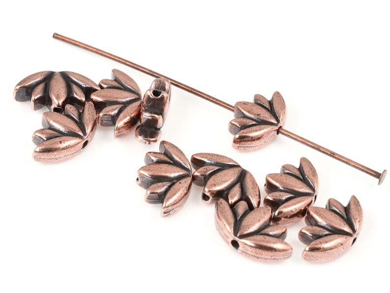 TierraCast Lotus Bead Antique Copper Beads with Lotus Flower Yoga Beads for Meditation Jewelry Zen Eastern Spiritual Beads P1754 image 3