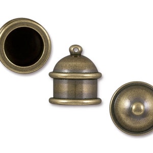 Customizable 10mm Recessed Channel Light Antique Brass Large Kumihimo Caps Tierracast PAGODA Cord End Caps PF2106 image 4