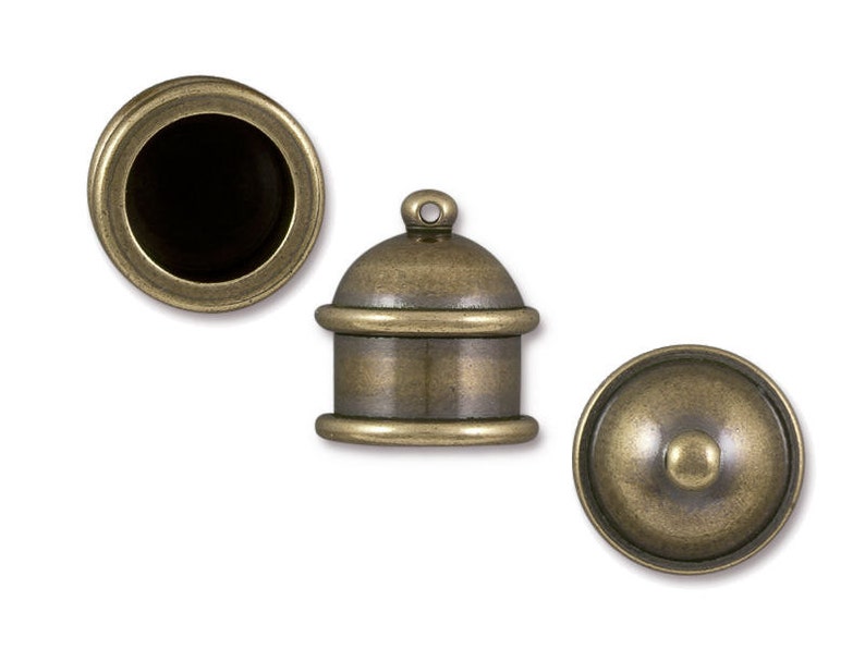 Customizable 10mm Recessed Channel Light Antique Brass Large Kumihimo Caps Tierracast PAGODA Cord End Caps PF2106 image 4