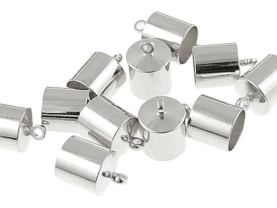 12 Silver End Caps 8mm Kumihimo Cord End Caps Japanese Braiding